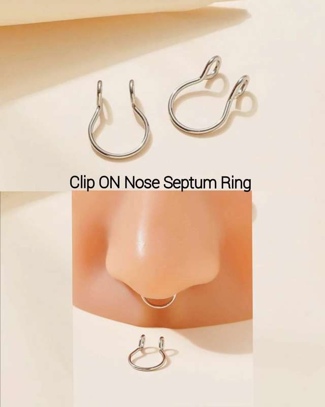 CLIP ON Nose Septum Ring 3 Pieces