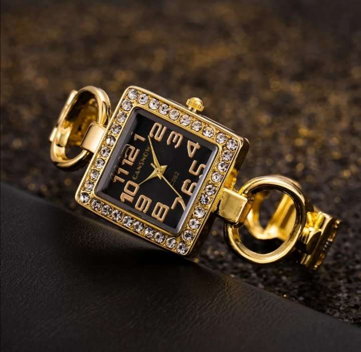 Square Dial Rhinestone Bangle Wrist Watch