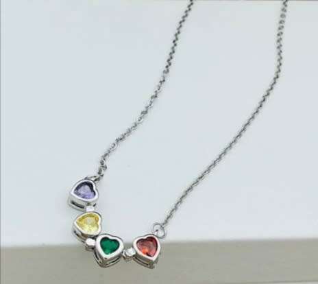 Multi Colour Four Leaf Clover/ Heart Necklace