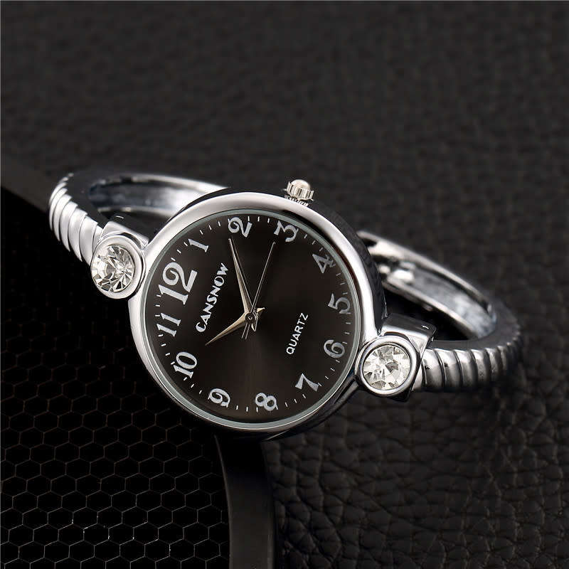 Square Dial Rhinestone Bangle Wrist Watch