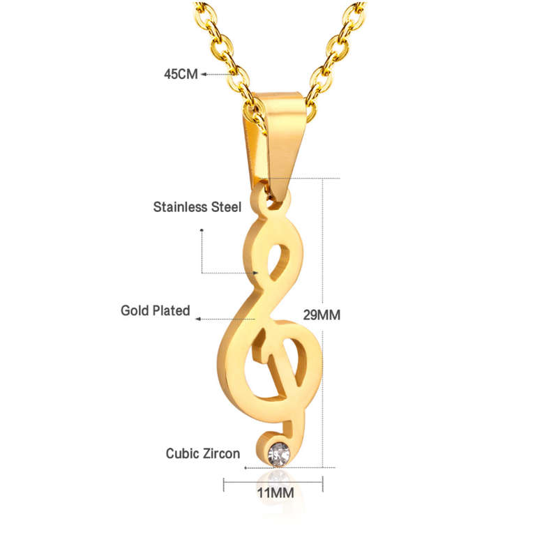 Necklace and Earrings Set Music Note Design