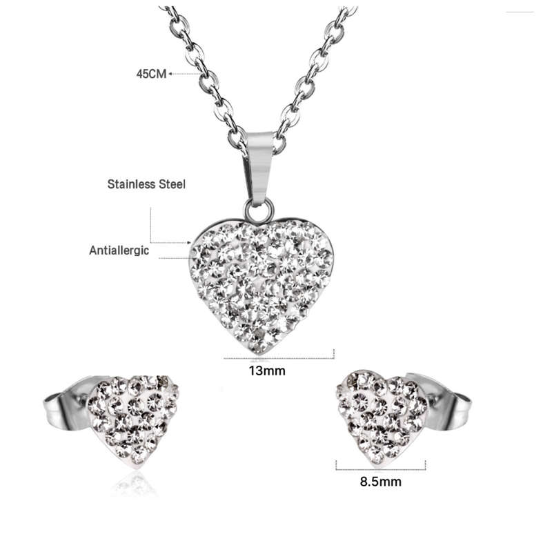 Heart Necklace and Earrings Set