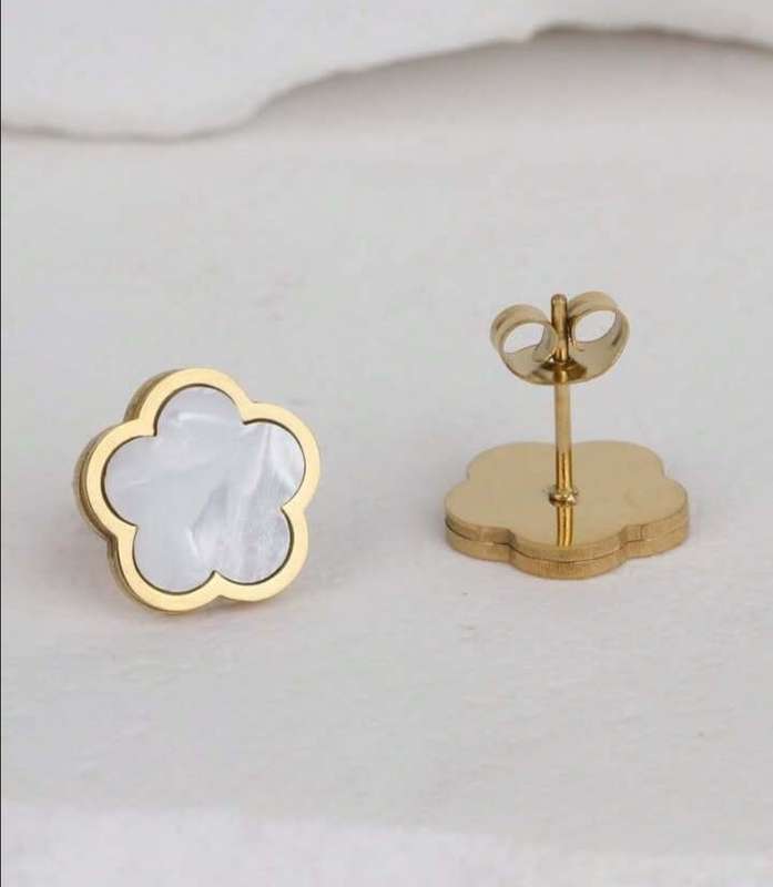 Waterproo Gold Plated Stainless Steel  Flower Studs Earrings