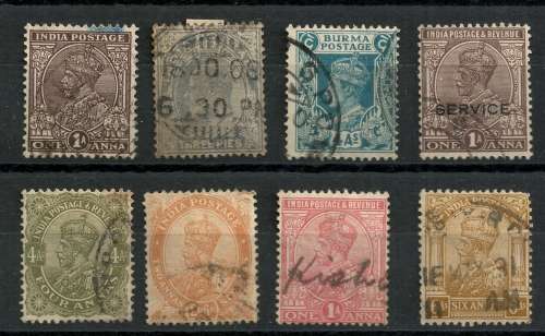 INDIA LOOSE STAMPS X8 STAMPS 1 IS BURMA
