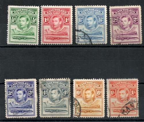 BASUTOLAND 1938 SACC18-25 X8 STAMPS USED KGVI  PARTIAL SET