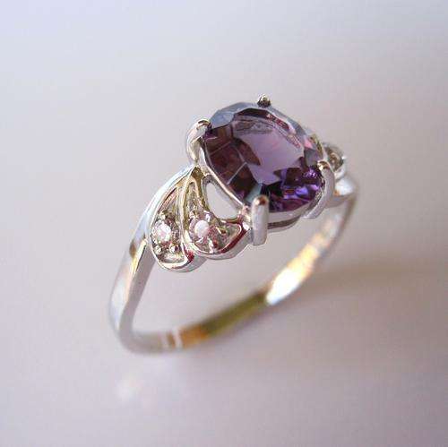 Amethyst Gem 925 Solid Sterling silver, plated with white gold