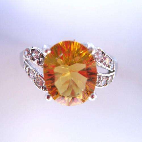 Citrine 925 Solid Sterling silver, plated with white gold