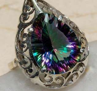 Mystic Topaz & 925 Solid Sterling Silver Ring Size 6.75