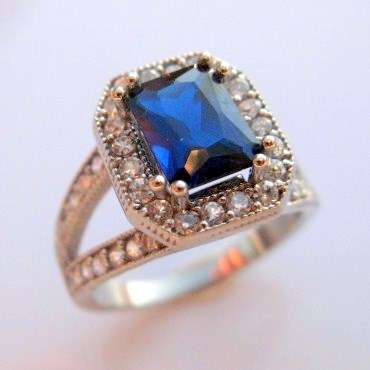 Sapphire and topaz set in 925 SOLID STERLING SILVER size 7.5