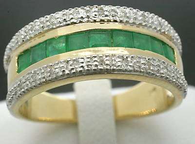EMERALD + 18 DIAMOND 9ct 9K Solid Gold Ring 100% REAL