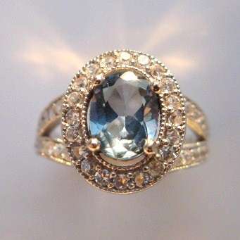 Aquamarine and topaz set in 925 SOLID STERLING SILVER size 7