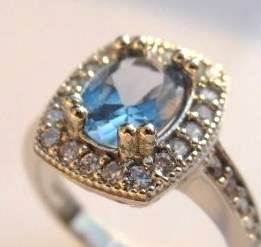 Aquamarine and topaz set in 925 SOLID STERLING SILVER size 7