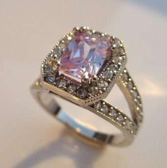 Pink and white topaz set in 925 SOLID STERLING SILVER size 7.25