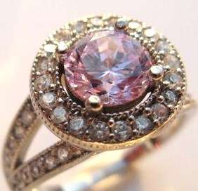 Pink and white topaz set in 925 SOLID STERLING SILVER size 7.5