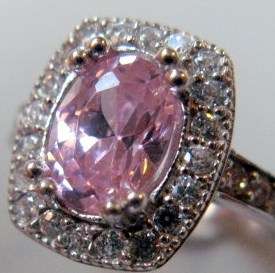 Pink and white topaz set in 925 SOLID STERLING SILVER size 8