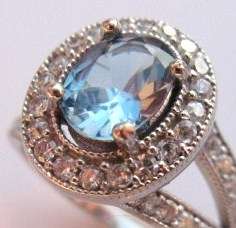 Aquamarine and topaz set in 925 SOLID STERLING SILVER size 7.5