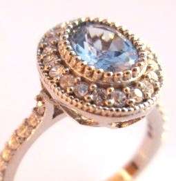 Aquamarine and topaz set in 925 SOLID STERLING SILVER size 7.5