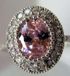 Pink and white topaz set in 925 SOLID STERLING SILVER size 7.25