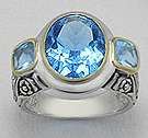 Monnalis Blue Topaz solid sterling silver ring