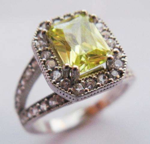Citrine and White Topaz set in 925 SOLID STERLING SILVER size 7.25