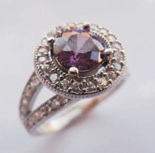 Amethyst and white topaz set in 925 SOLID STERLING SILVER size 7.5