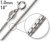 Pure Solid 925 Sterling Silver Box Chain Italian Designed and Stamped - 50cm - 20" - 1mm