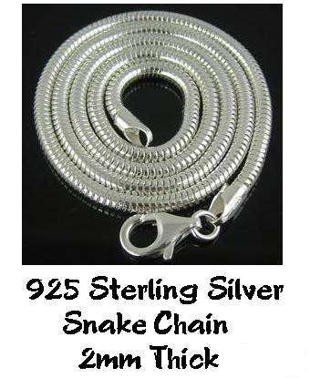 Exquisite 2mm Thick 925 STERLING SILVER SNAKE Chain - 50cm - 20" Long