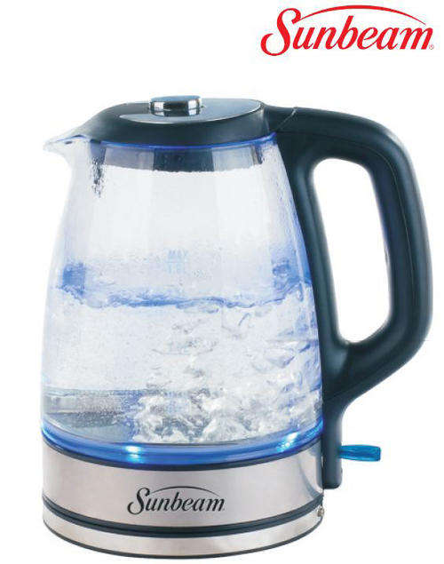 Sunbeam 1.7L Glass Kettle (with blue LED) - FREE DELIVERY