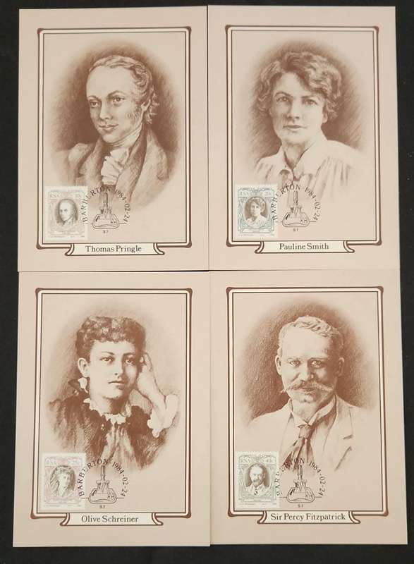 Maxi Cards / Post Cards Set Of 4 RSA English Writers Of South Africa 1984