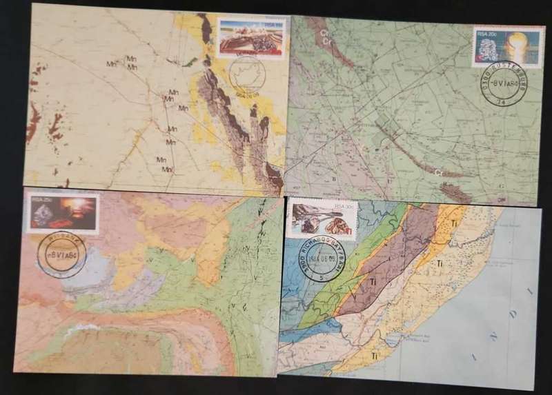 Maxi Cards / Post Cards Set Of 4 RSA Strategic Minerals 1984