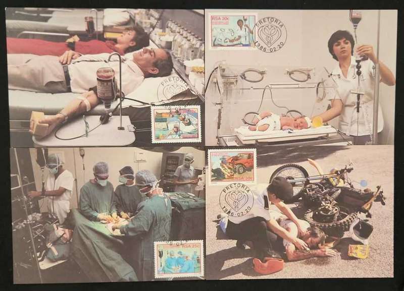 Maxi Cards / Post Cards Set Of 4 RSA Donate Blood Pretoria 1986