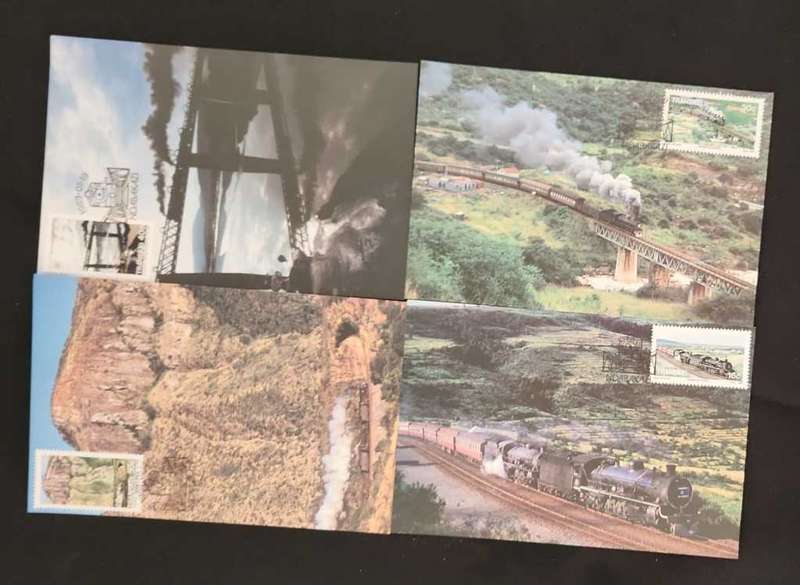 Maxi Cards / Post Cards Set Of 4 Transkei Toleni Halt Trains- En Route
