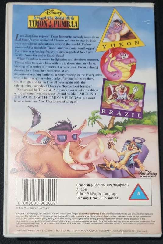 VHS Video Cassette  Disney Around the World With Timon & Pumbaa
