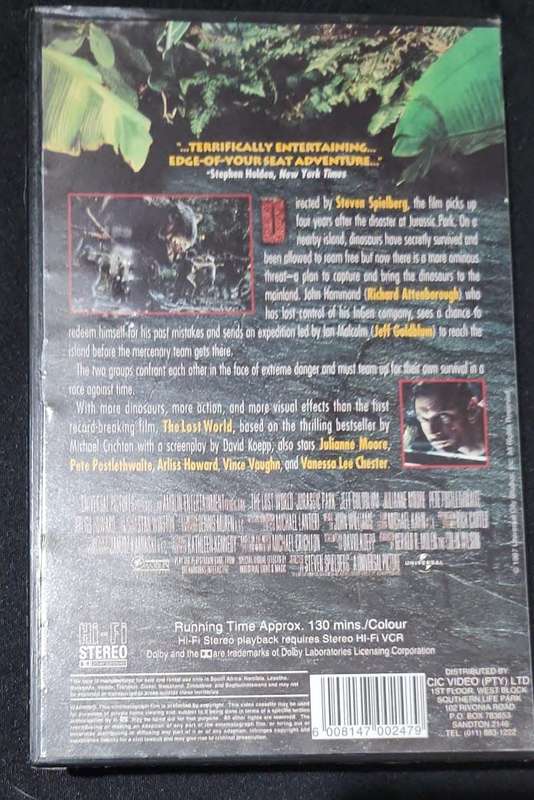 VHS Video Cassette The Lost World Jurassic Park
