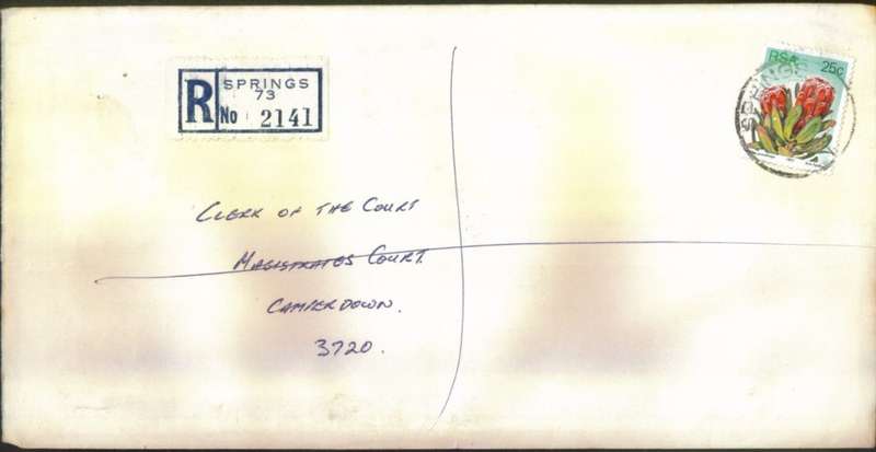 Postal History RSA Springs
