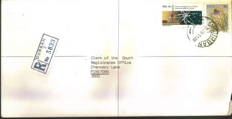 Postal History RSA Durban