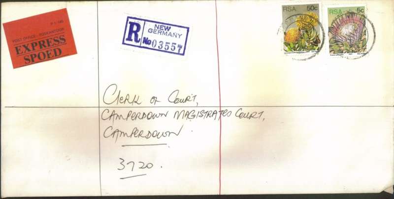 Postal History RSA New Germany