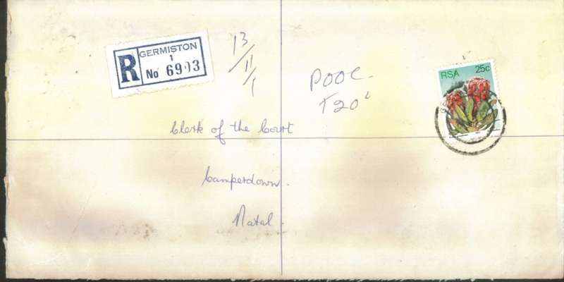 Postal History RSA Germiston