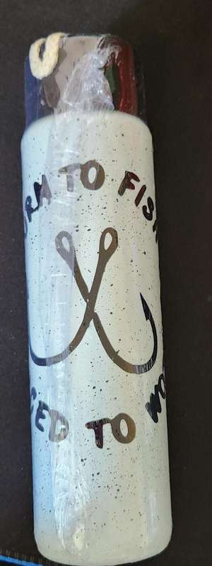 Personalized Glass Water Bottle - `Born to fish,forced to work`