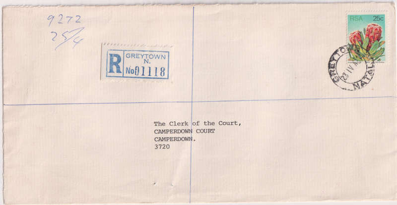 Postal History RSA Greytown