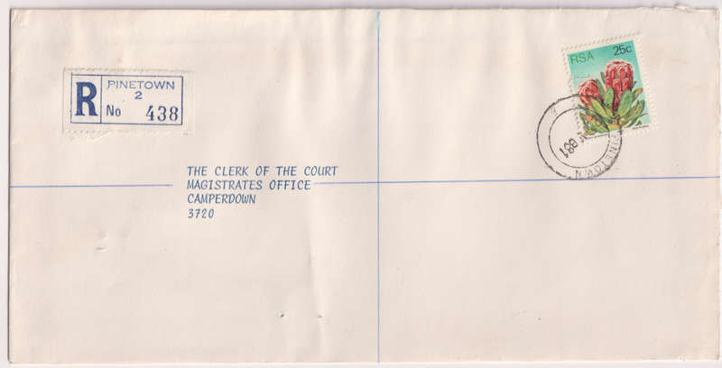 Postal History RSA Pinetown