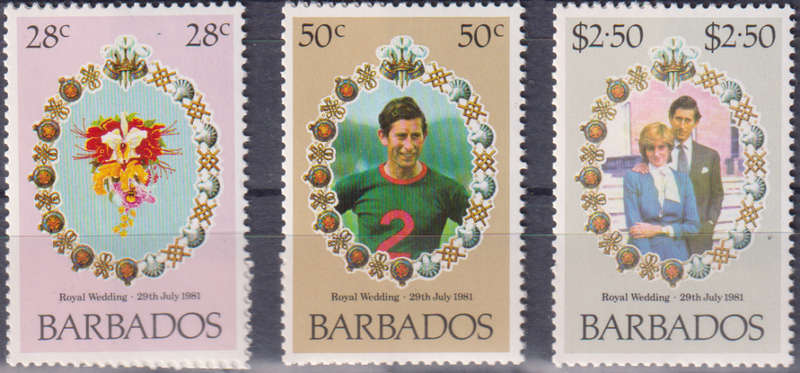 Stamps Barbados Royal Wedding 1981 Wedding of Prince Charles and Lady Diana Spencer