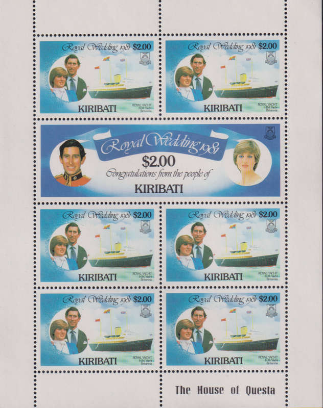 Stamps Kiribati Royal Wedding 1981 Wedding of Prince Charles and Lady Diana Spencer