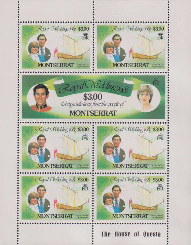 Stamps Montserrat Royal Wedding 1981 Wedding of Prince Charles and Lady Diana Spencer