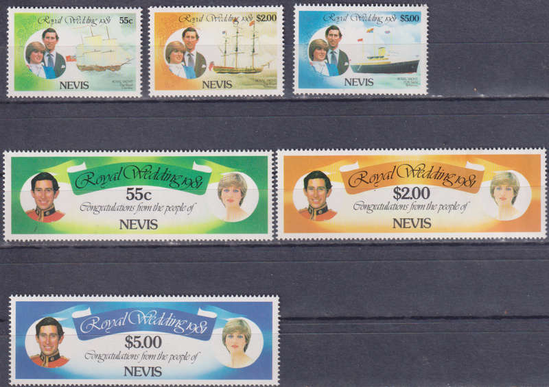 Stamps Nevis Royal Wedding 1981 Wedding of Prince Charles and Lady Diana Spencer