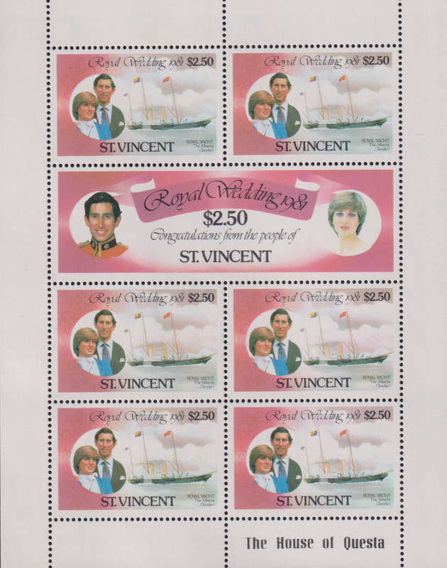 Stamps St Vincent Royal Wedding 1981 Wedding of Prince Charles and Lady Diana Spencer