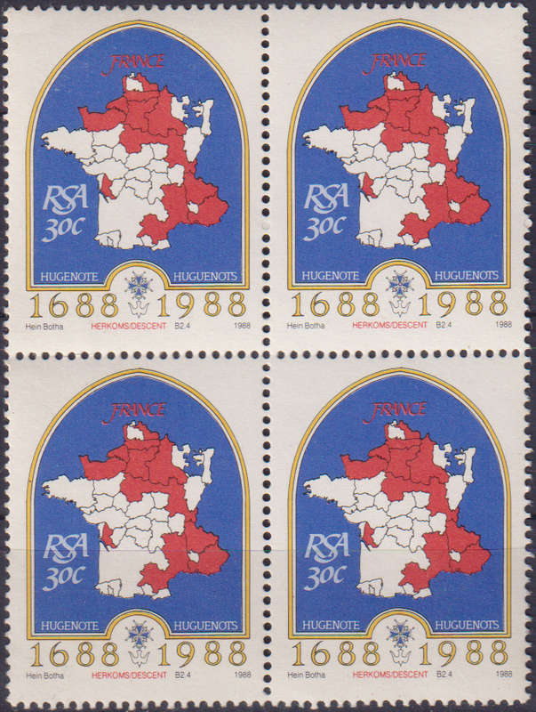 Stamp RSA 1988 The 300th Anniversary of Arrival of First French Huguenots at the Cape