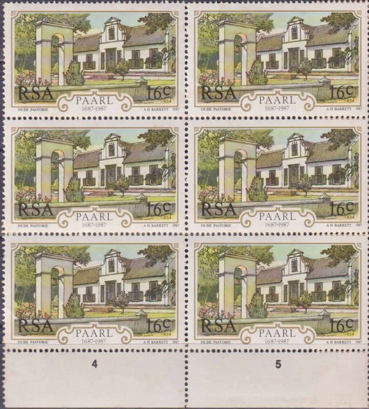 Stamp RSA 1987 The 300th Anniversary of the City of Paarl