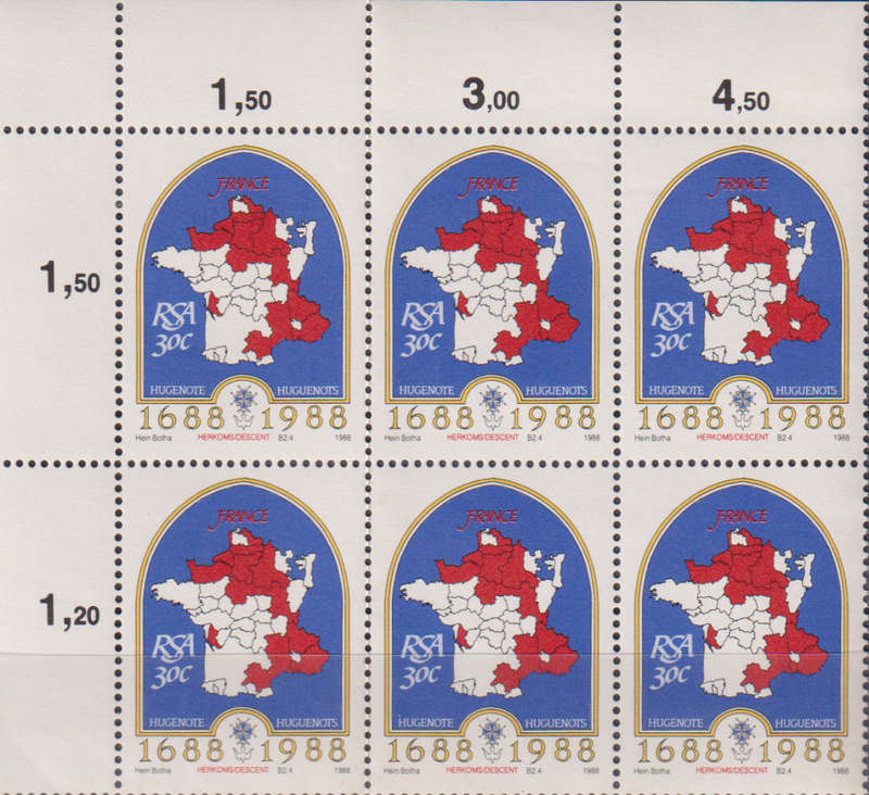 Stamp RSA 1988 The 300th Anniversary of Arrival of First French Huguenots at the Cape