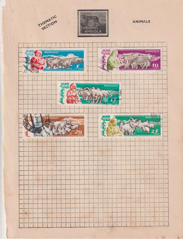 Stamps Mongolia on paper